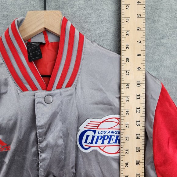 VTG Los Angeles Clippers Jacket Mens Large Silver Red NBA Court Warm Up Adidas - Picture 3 of 16